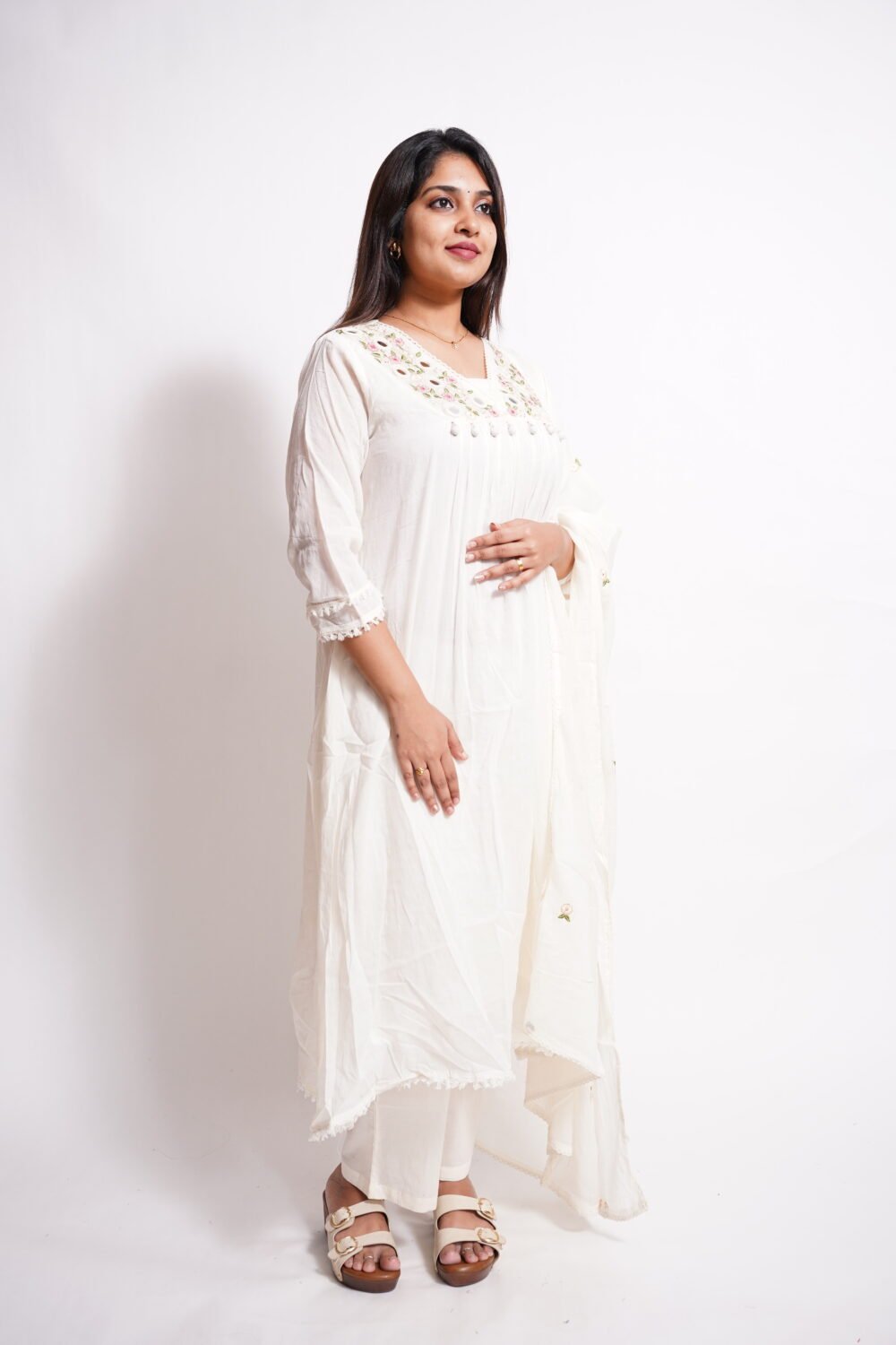 Angel White Kurti Set-Side Pose