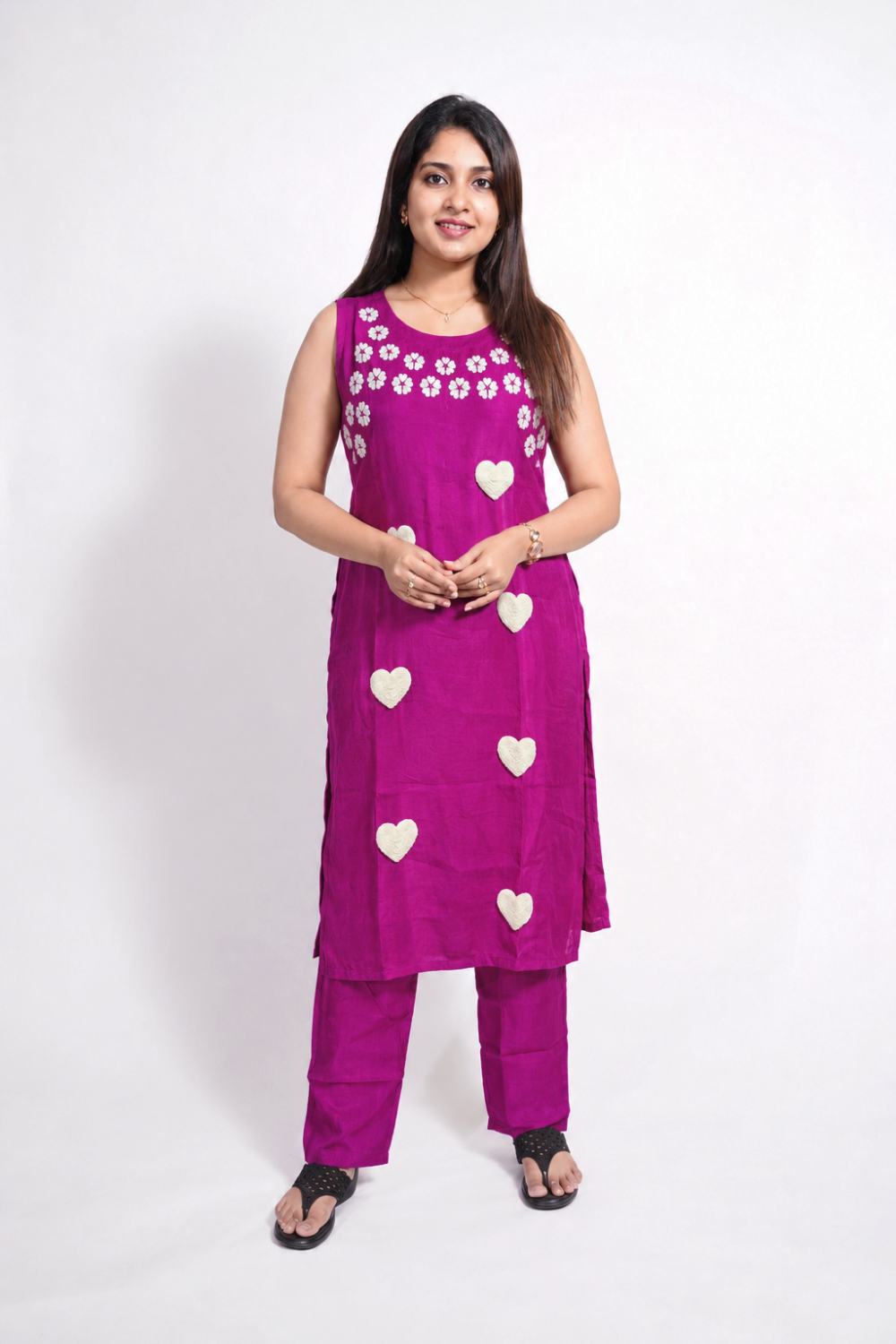 Magenta Pink Embroidered